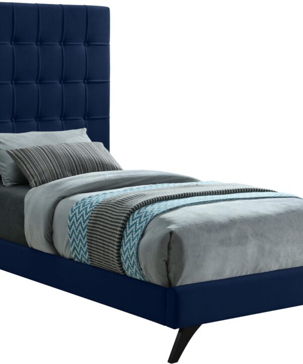 Elly Navy Velvet Twin Bed - Luxe Home Furnishings (Jersey City, NJ)