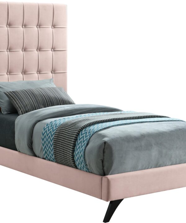 Elly Pink Velvet Twin Bed - Luxe Home Furnishings (Jersey City, NJ)