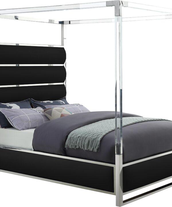Encore Black Faux Leather King Bed (4 Boxes) - Luxe Home Furnishings (Jersey City, NJ)