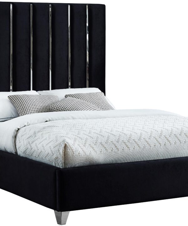 Enzo Black Velvet Queen Bed - Luxe Home Furnishings (Jersey City, NJ)