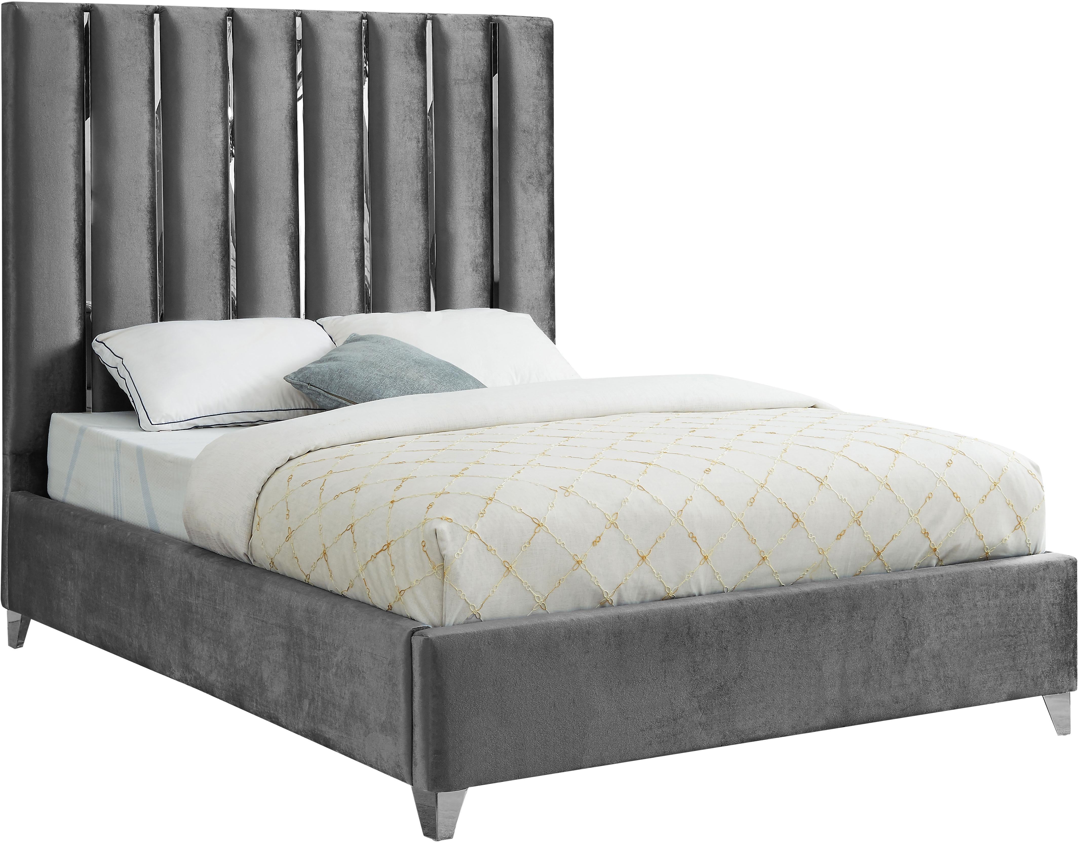 Enzo Grey Velvet King Bed - Luxe Home Furnishings (Jersey City, NJ)