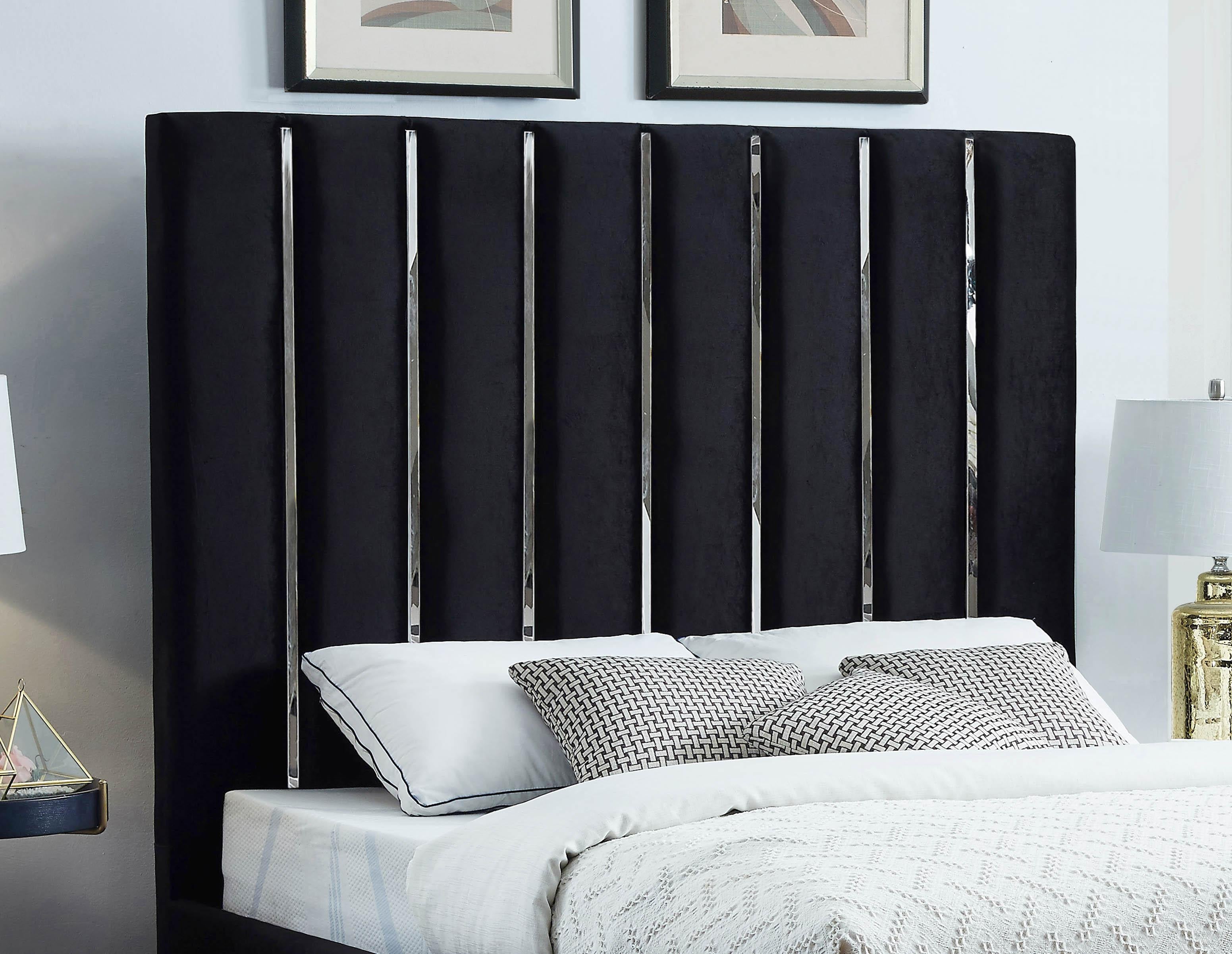 Enzo Black Velvet Full Bed - Luxe Home Furnishings (Jersey City, NJ)