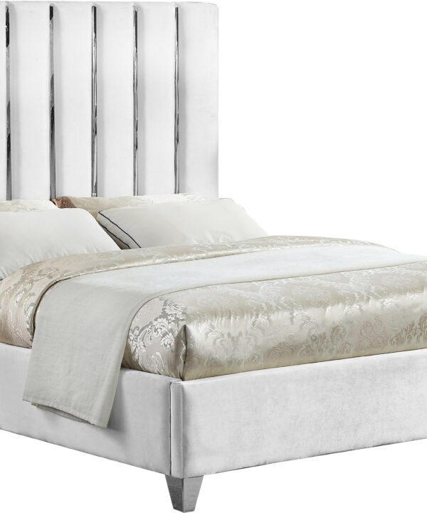 Enzo White Velvet King Bed - Luxe Home Furnishings (Jersey City, NJ)