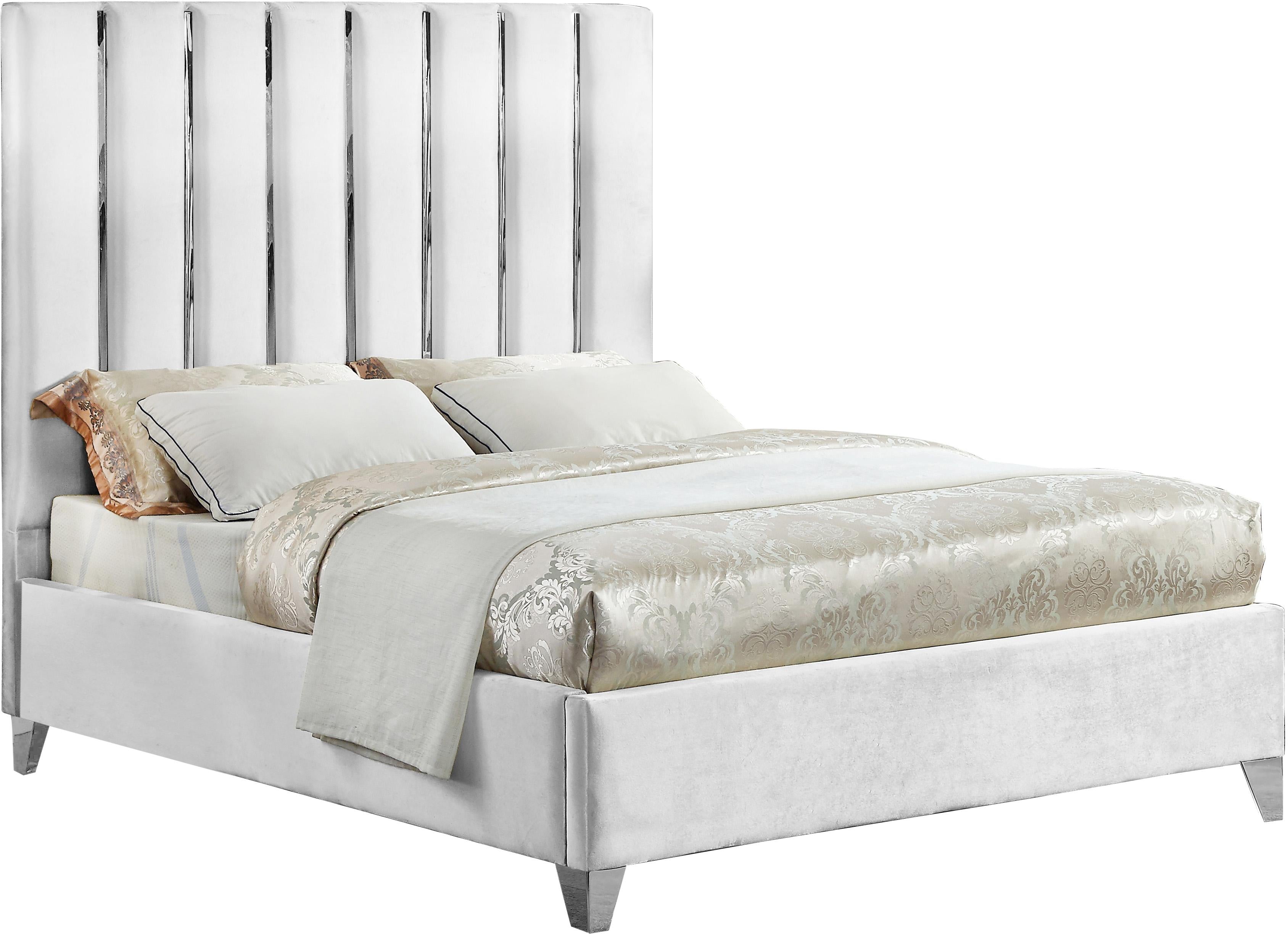 Enzo White Velvet King Bed - Luxe Home Furnishings (Jersey City, NJ)