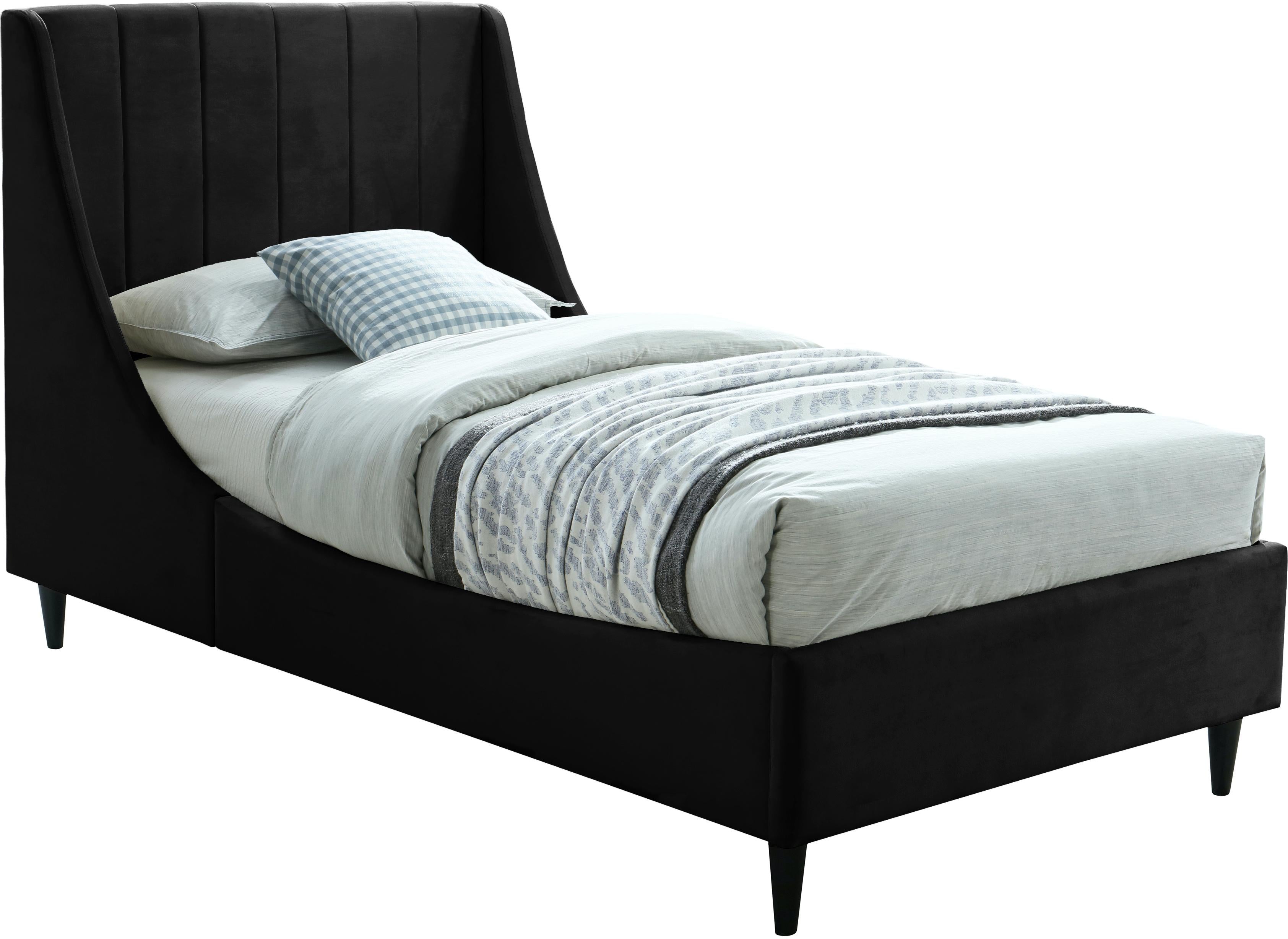 Eva Black Velvet Twin Bed - Luxe Home Furnishings (Jersey City, NJ)