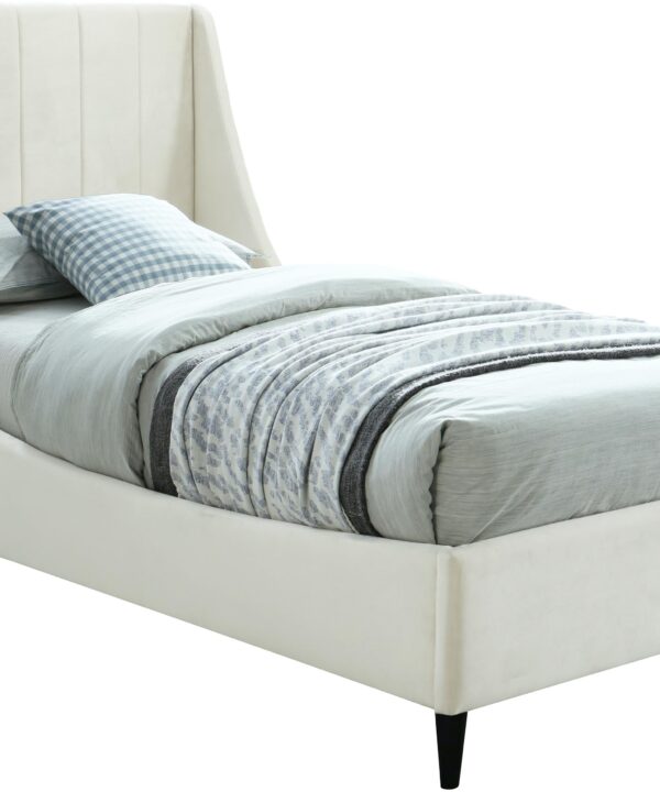 Eva Cream Velvet Twin Bed - Luxe Home Furnishings (Jersey City, NJ)