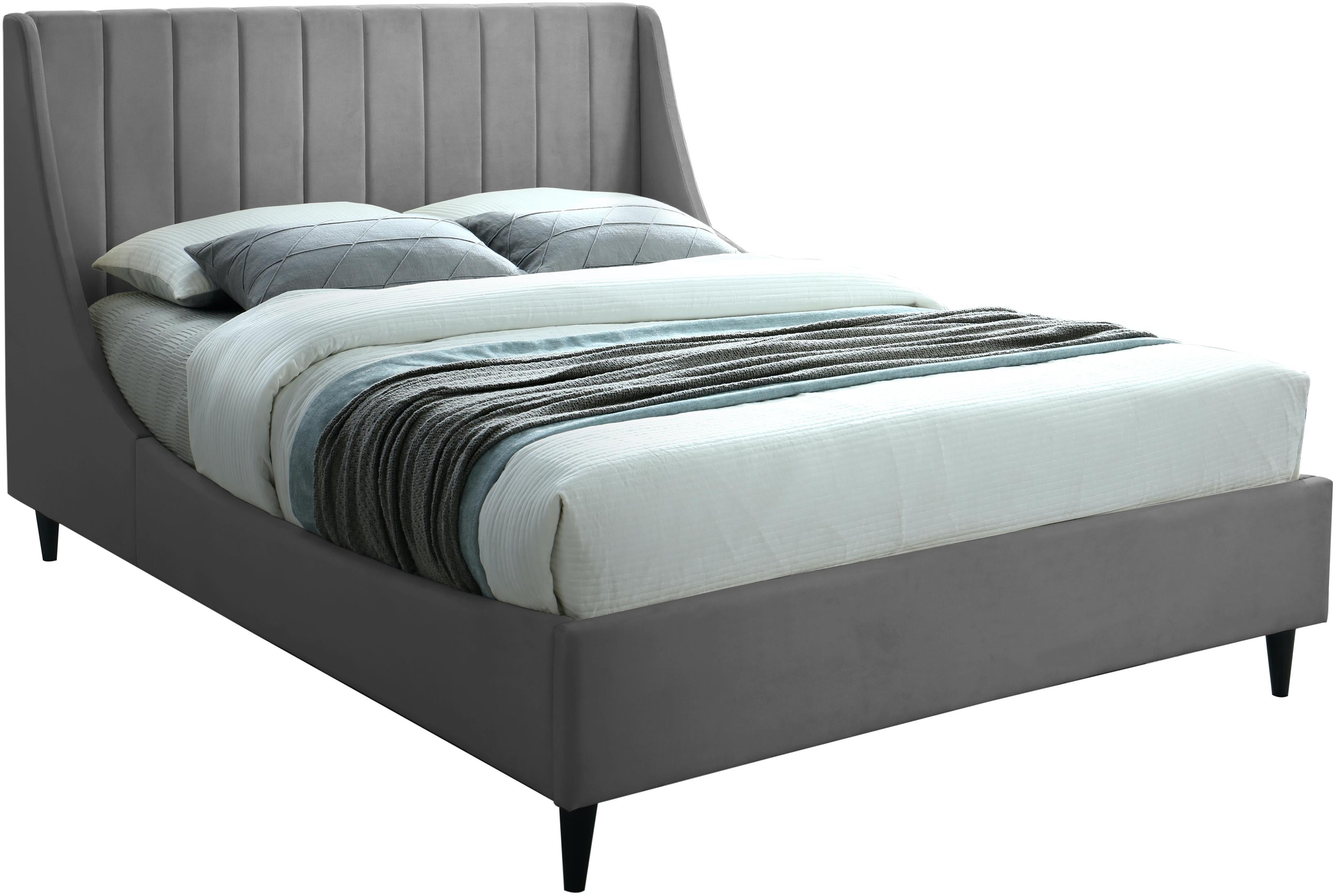 Eva Grey Velvet Full Bed - Luxe Home Furnishings (Jersey City, NJ)
