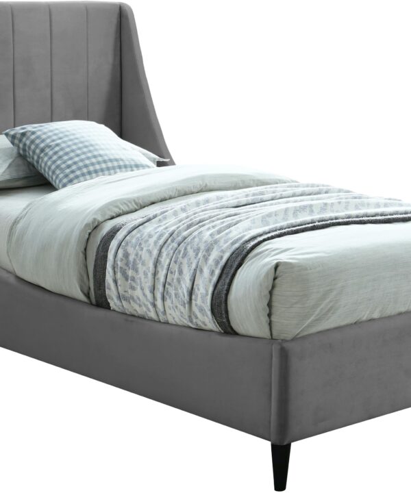 Eva Grey Velvet Twin Bed - Luxe Home Furnishings (Jersey City, NJ)