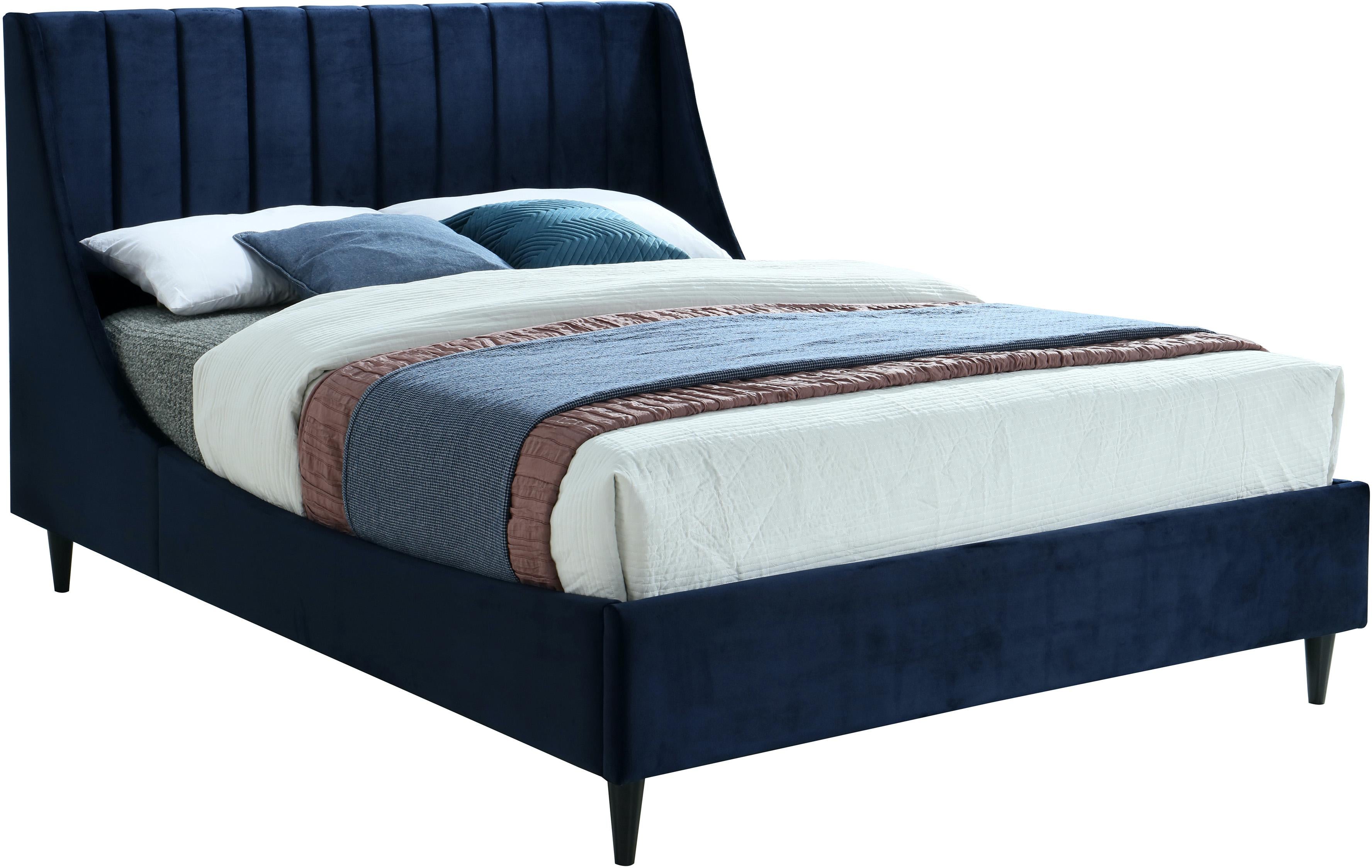 Eva Navy Velvet Queen Bed - Luxe Home Furnishings (Jersey City, NJ)
