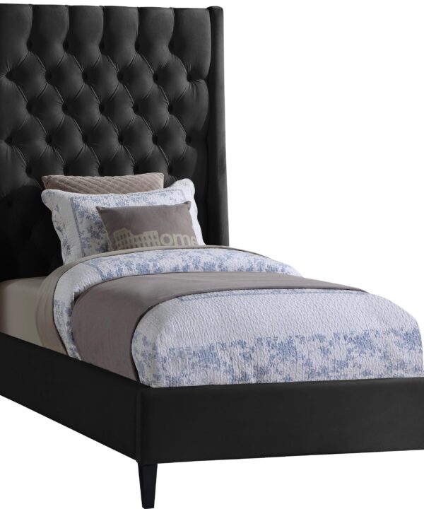 Fritz Black Velvet Twin Bed - Luxe Home Furnishings (Jersey City, NJ)