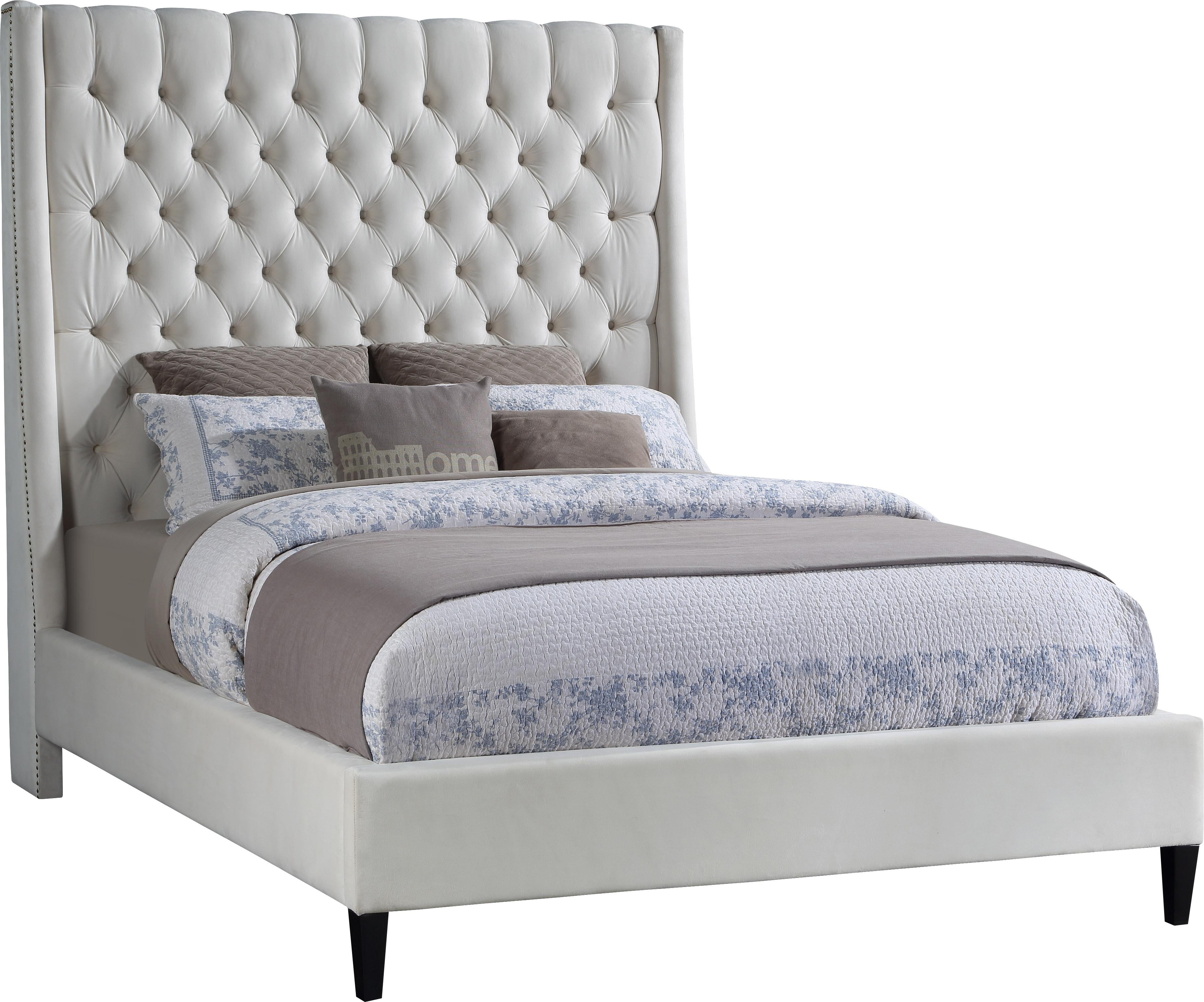 Fritz Cream Velvet Full Bed - Luxe Home Furnishings (Jersey City, NJ)