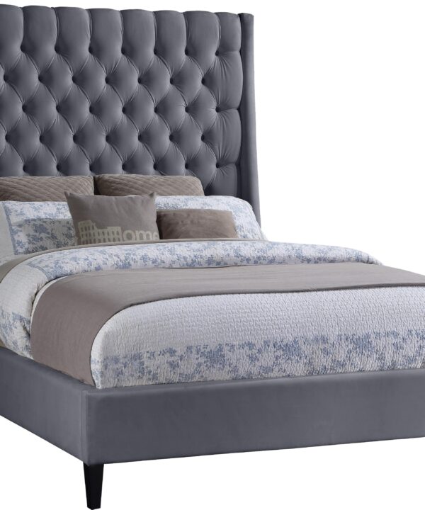 Fritz Grey Velvet Full Bed - Luxe Home Furnishings (Jersey City, NJ)