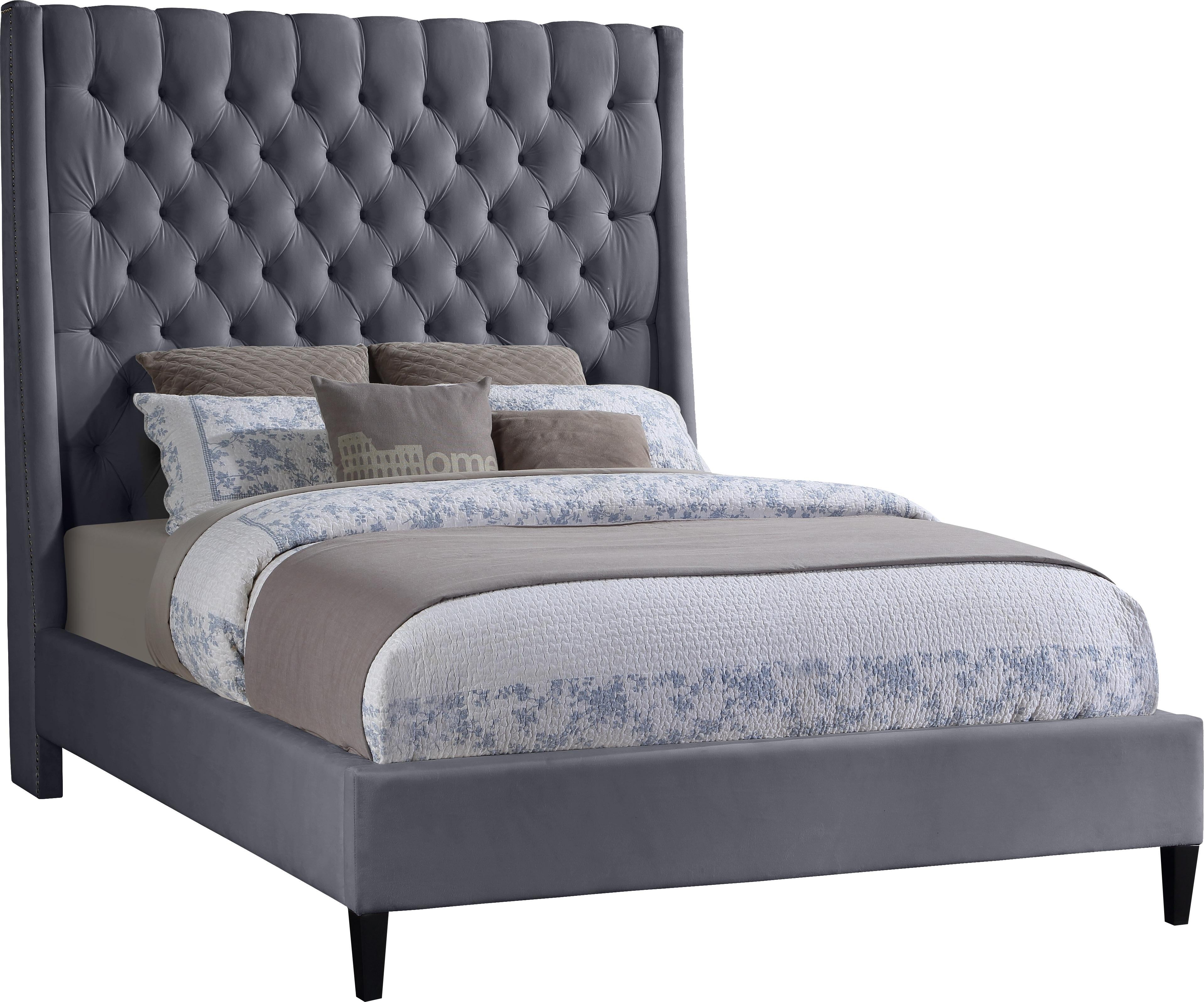 Fritz Grey Velvet King Bed - Luxe Home Furnishings (Jersey City, NJ)