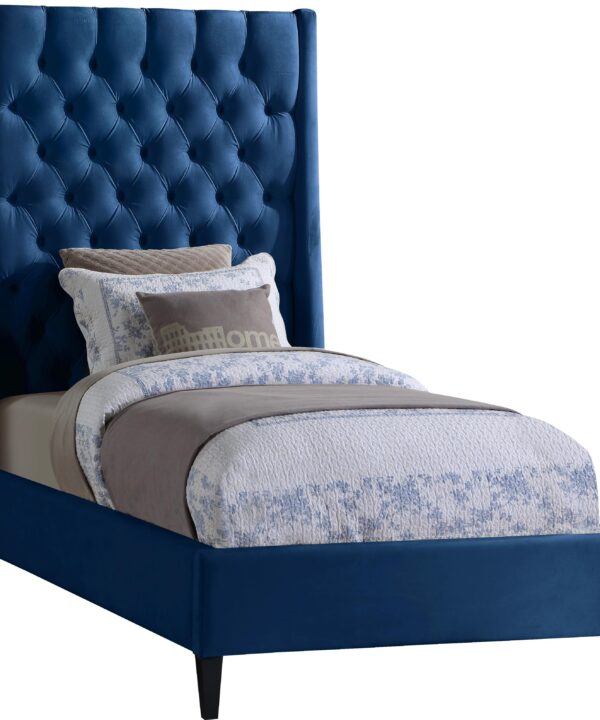 Fritz Navy Velvet Twin Bed - Luxe Home Furnishings (Jersey City, NJ)