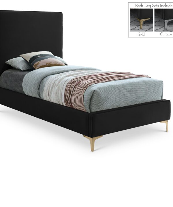 Geri Black Velvet Twin Bed - Luxe Home Furnishings (Jersey City, NJ)