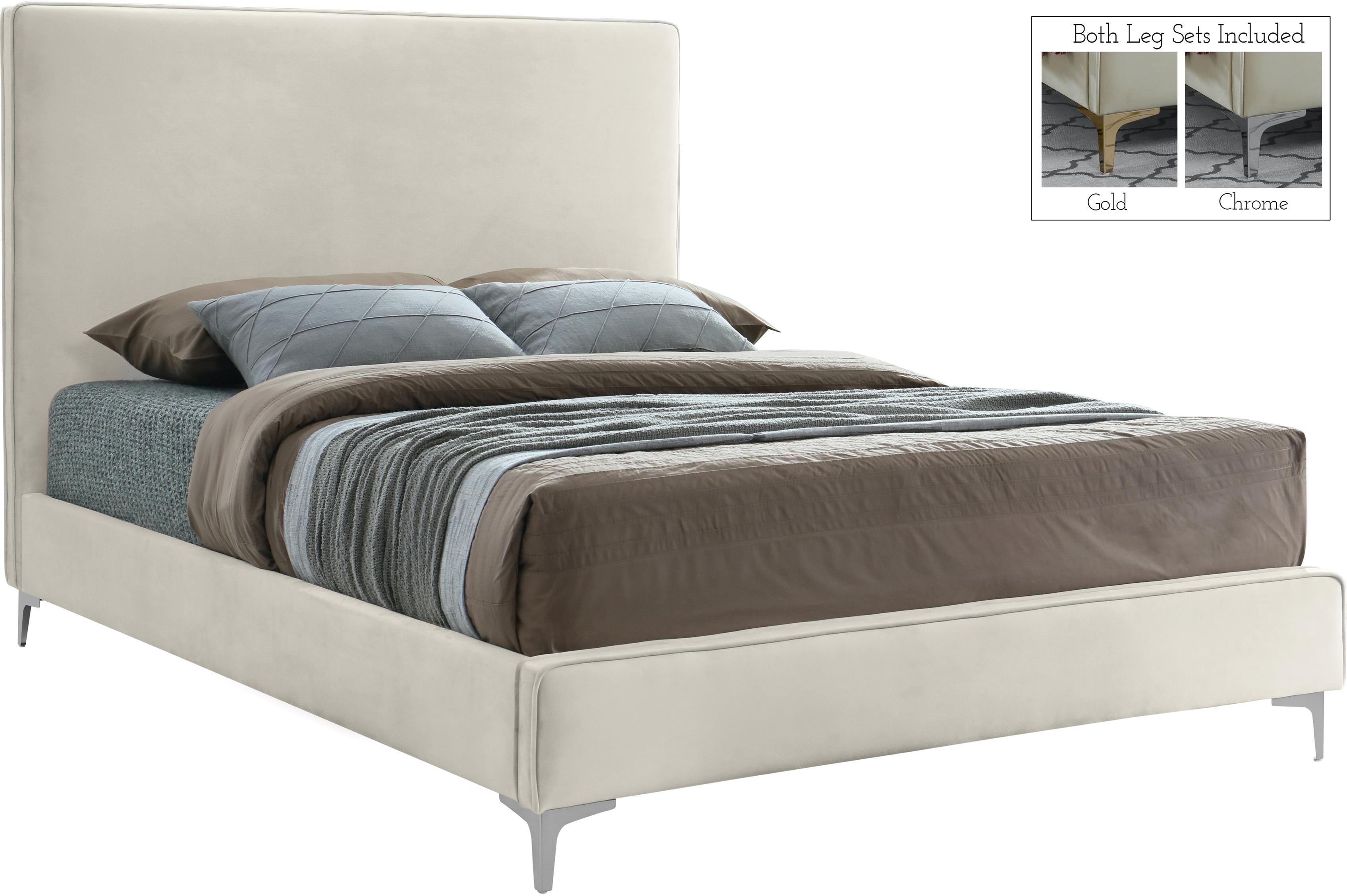 Geri Cream Velvet Full Bed - Luxe Home Furnishings (Jersey City, NJ)