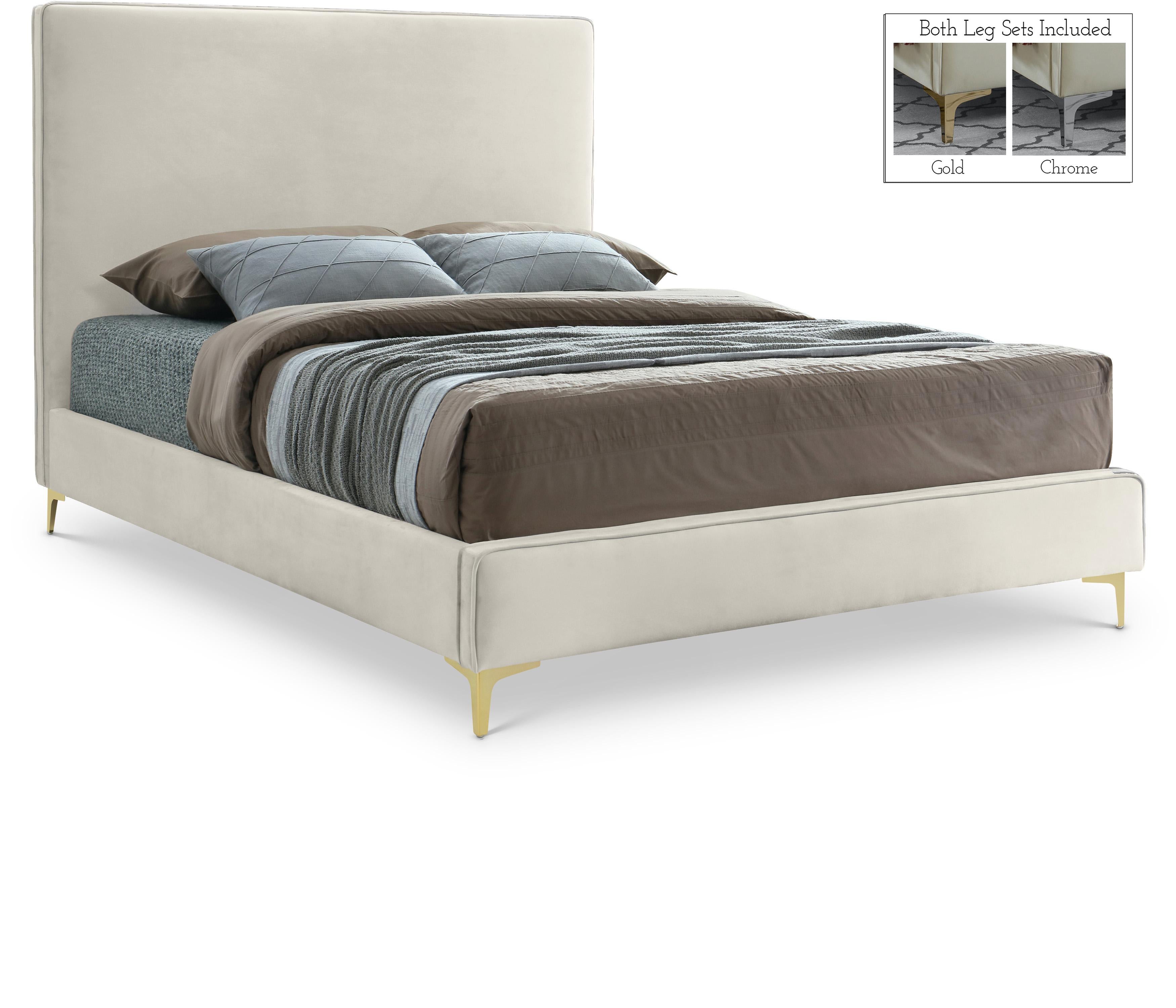 Geri Cream Velvet Full Bed - Luxe Home Furnishings (Jersey City, NJ)