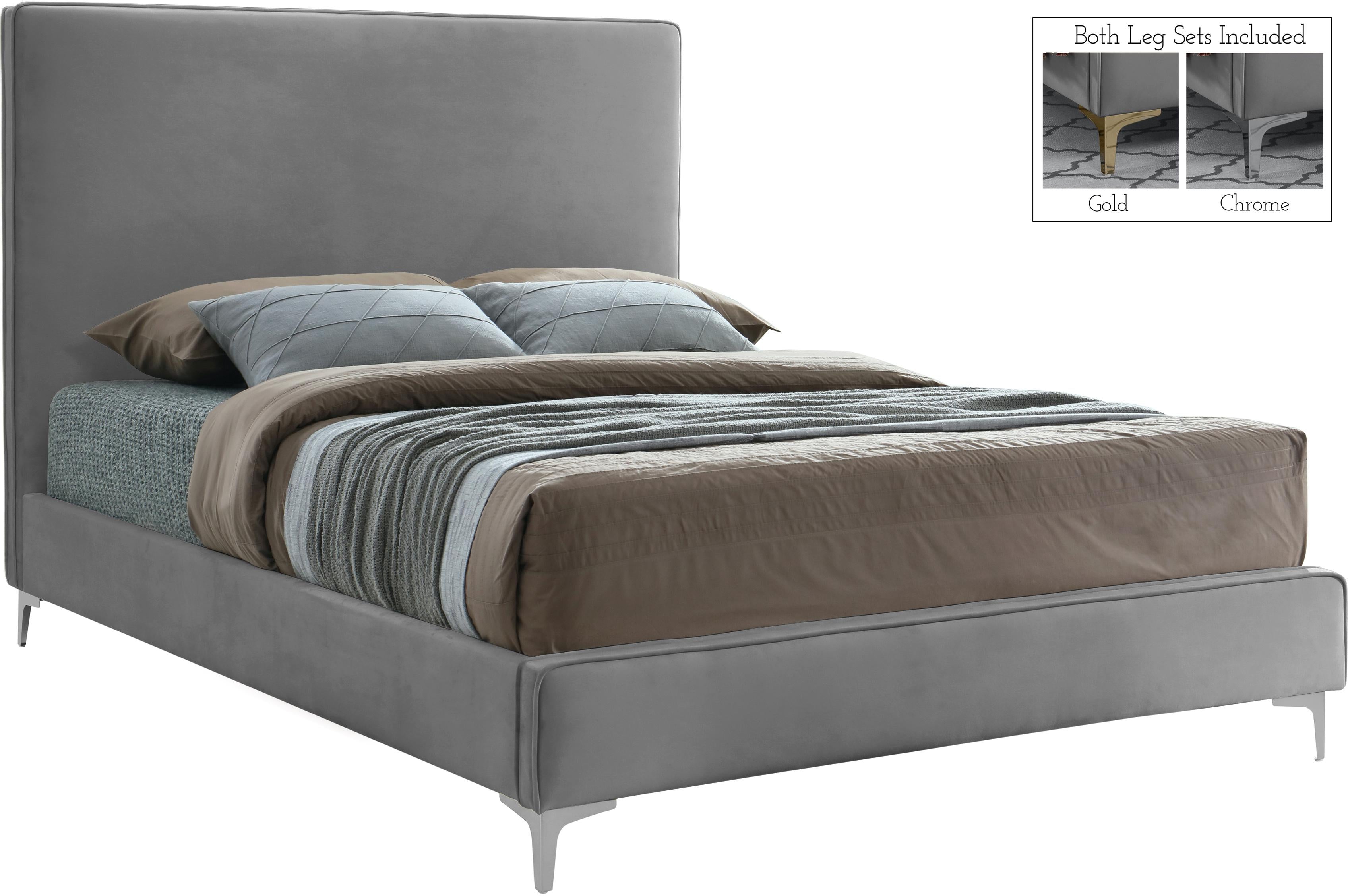 Geri Grey Velvet Queen Bed - Luxe Home Furnishings (Jersey City, NJ)