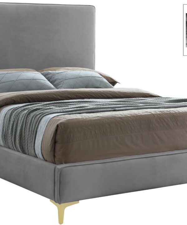 Geri Grey Velvet Queen Bed - Luxe Home Furnishings (Jersey City, NJ)