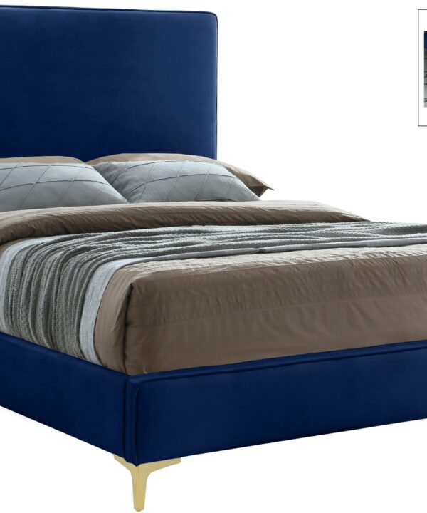 Geri Navy Velvet Full Bed - Luxe Home Furnishings (Jersey City, NJ)