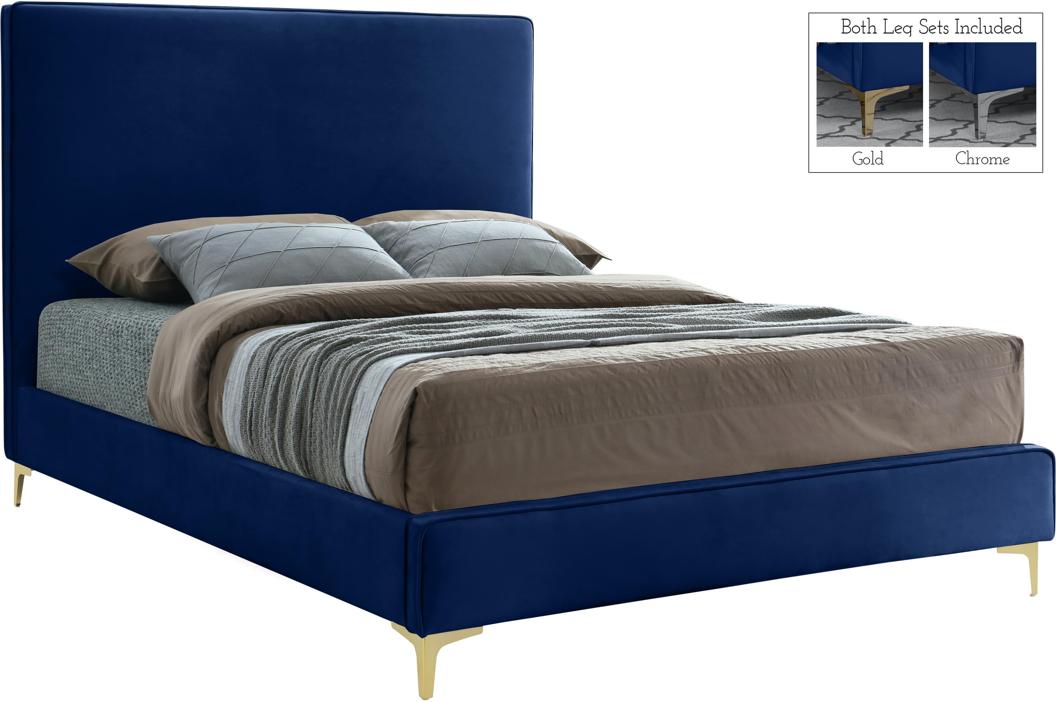 Geri Navy Velvet Queen Bed - Luxe Home Furnishings (Jersey City, NJ)