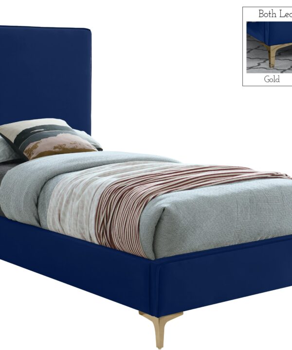 Geri Navy Velvet Twin Bed - Luxe Home Furnishings (Jersey City, NJ)