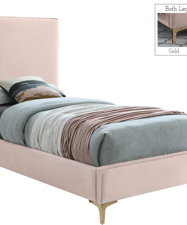 Geri Pink Velvet Twin Bed - Luxe Home Furnishings (Jersey City, NJ)