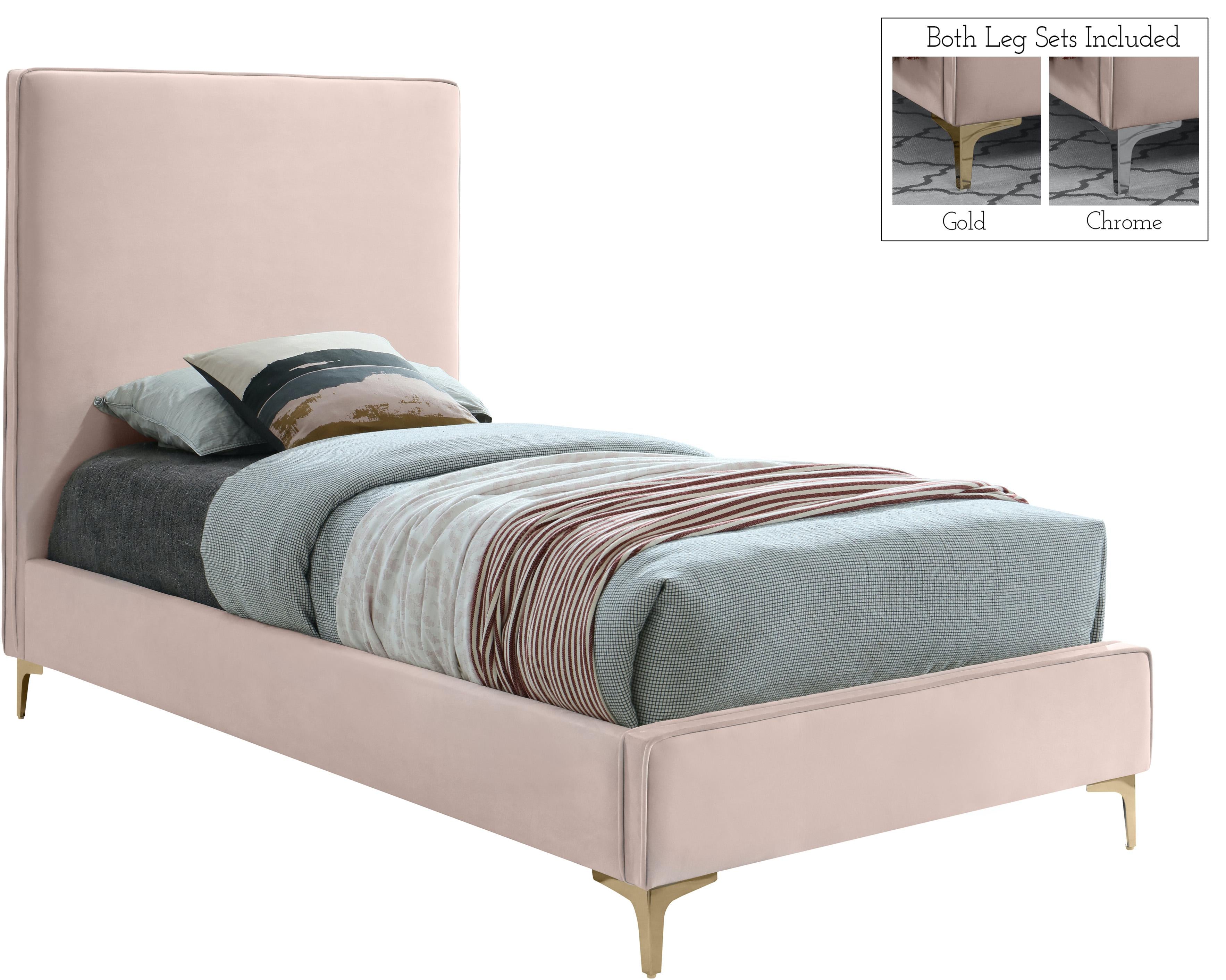 Geri Pink Velvet Twin Bed - Luxe Home Furnishings (Jersey City, NJ)