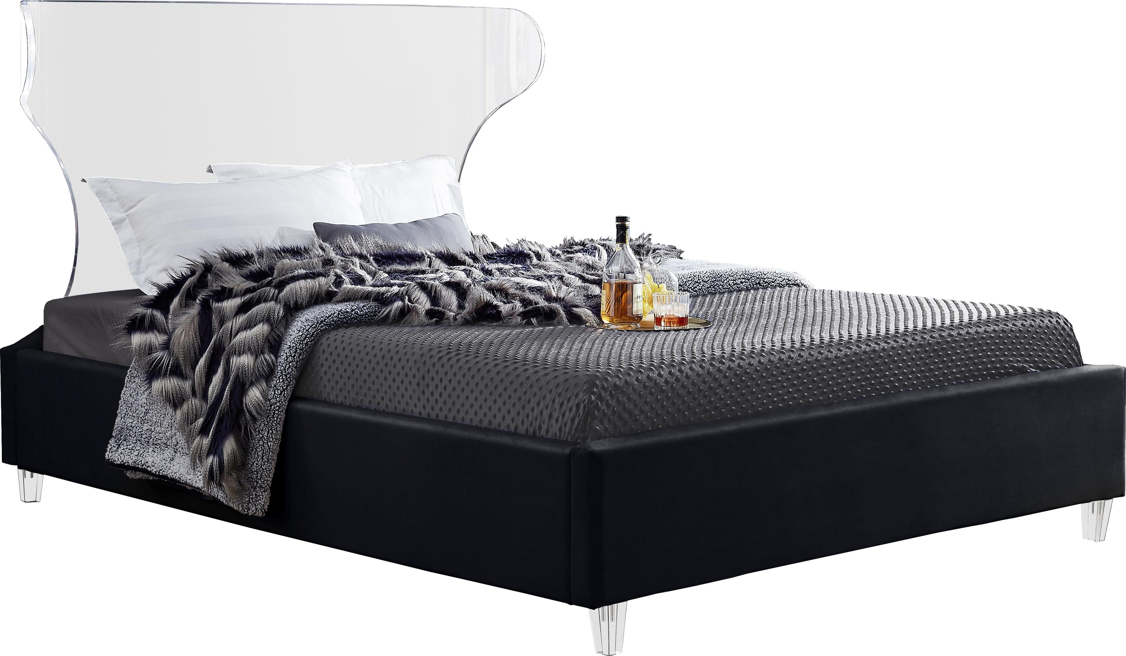 Ghost Black Velvet Full Bed - Luxe Home Furnishings (Jersey City, NJ)