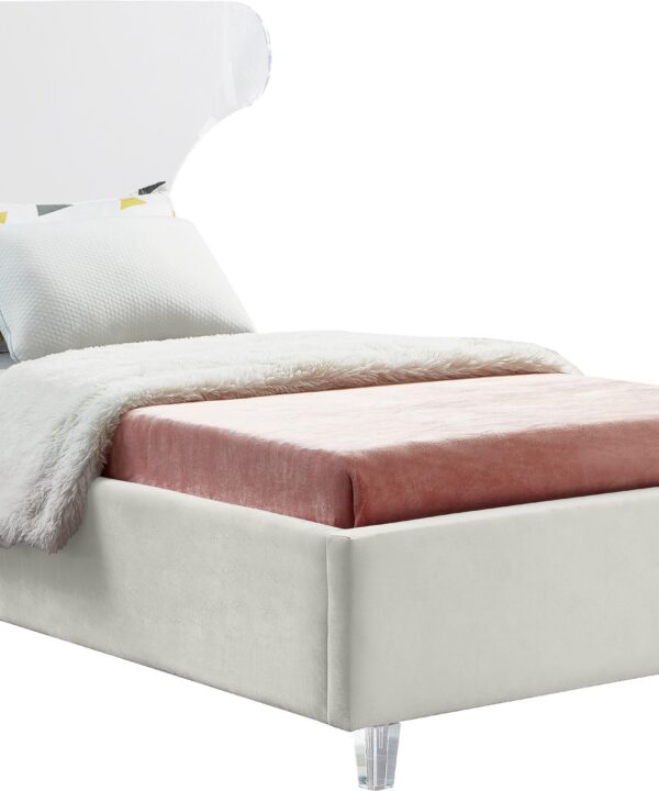 Ghost Cream Velvet Twin Bed
