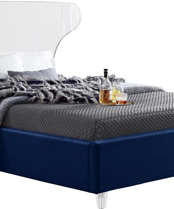 Ghost Navy Velvet Full Bed