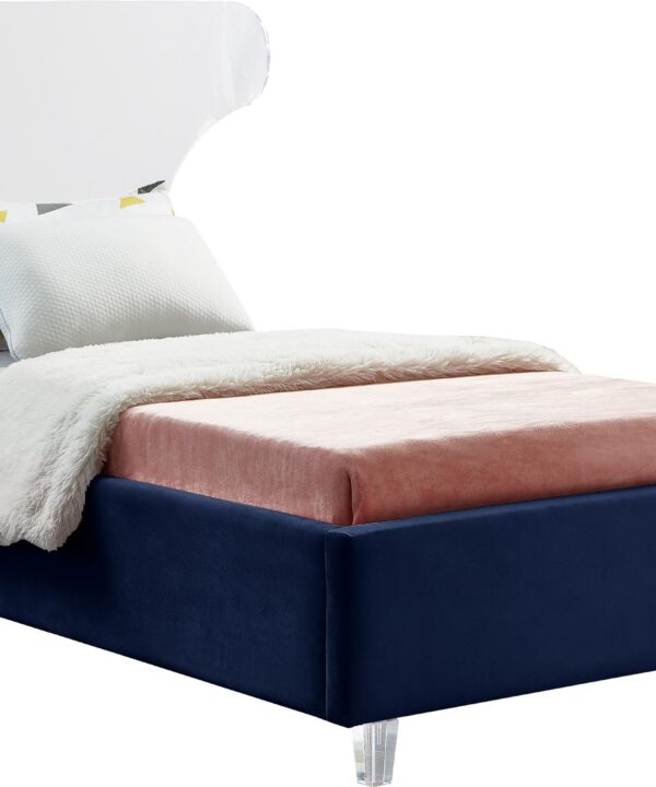 Ghost Navy Velvet Twin Bed
