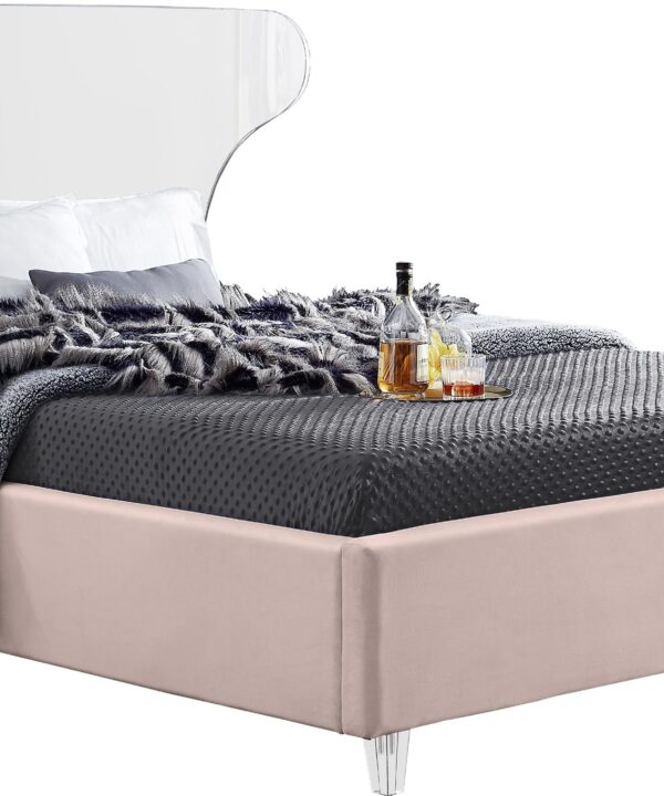 Ghost Pink Velvet King Bed