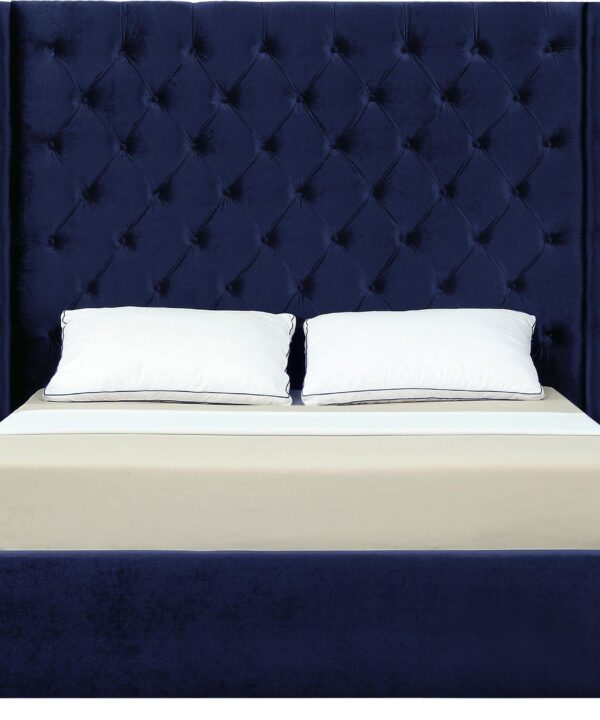 Grande Navy Velvet King Bed (3 Boxes)