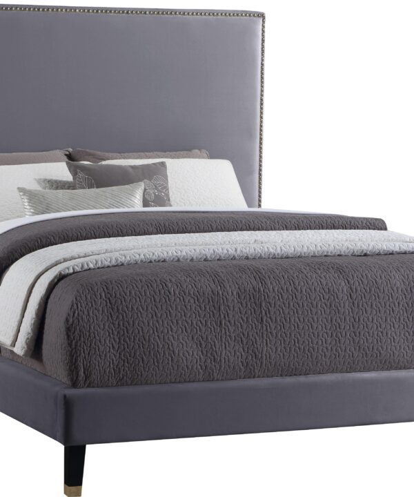 Harlie Grey Velvet King Bed