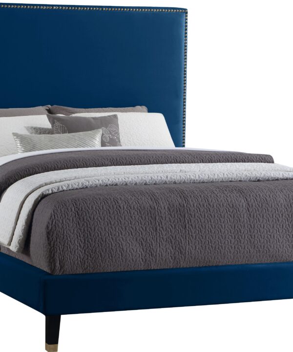 Harlie Navy Velvet King Bed