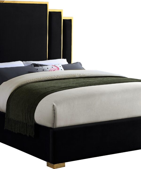 Hugo Black Velvet Queen Bed