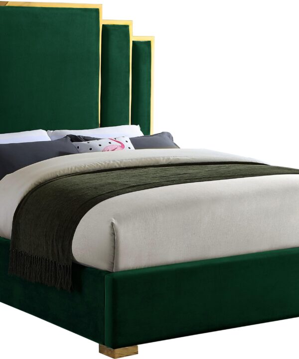 Hugo Green Velvet Queen Bed