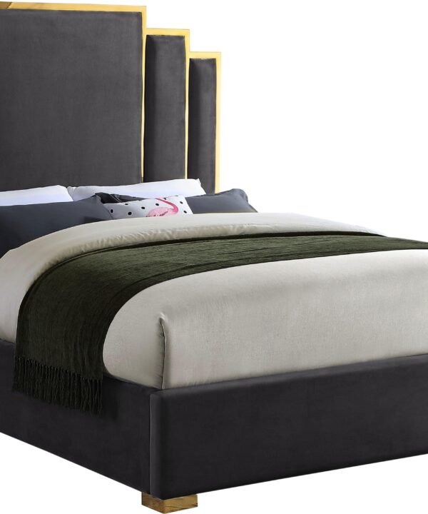 Hugo Grey Velvet Queen Bed