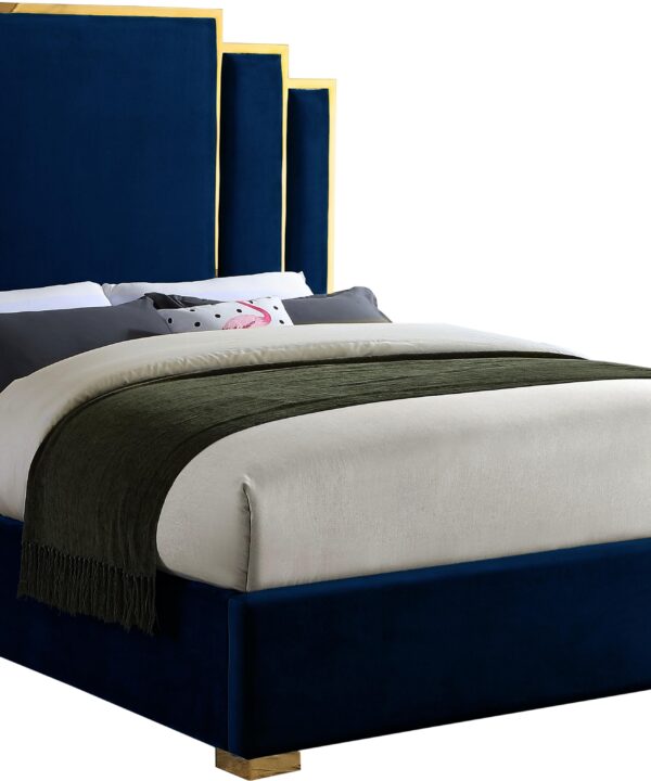 Hugo Navy Velvet King Bed
