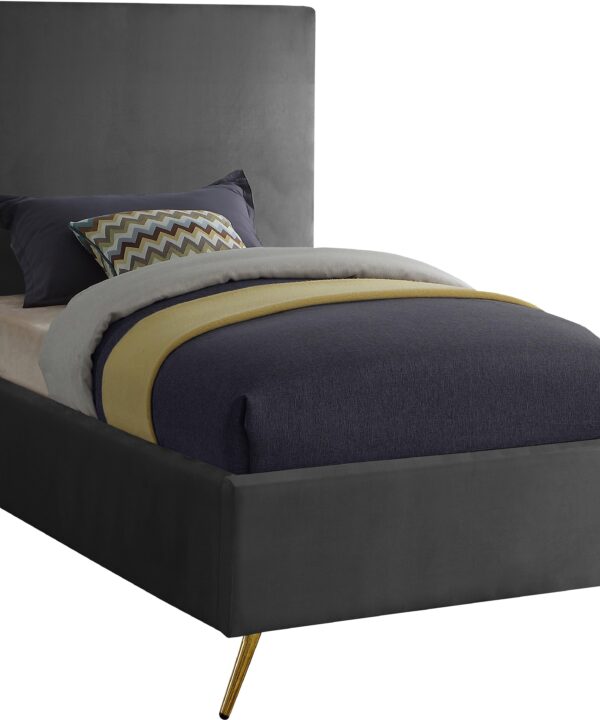 Jasmine Grey Velvet Twin Bed