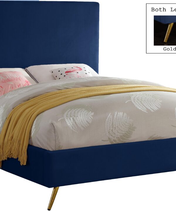 Jasmine Navy Velvet Full Bed