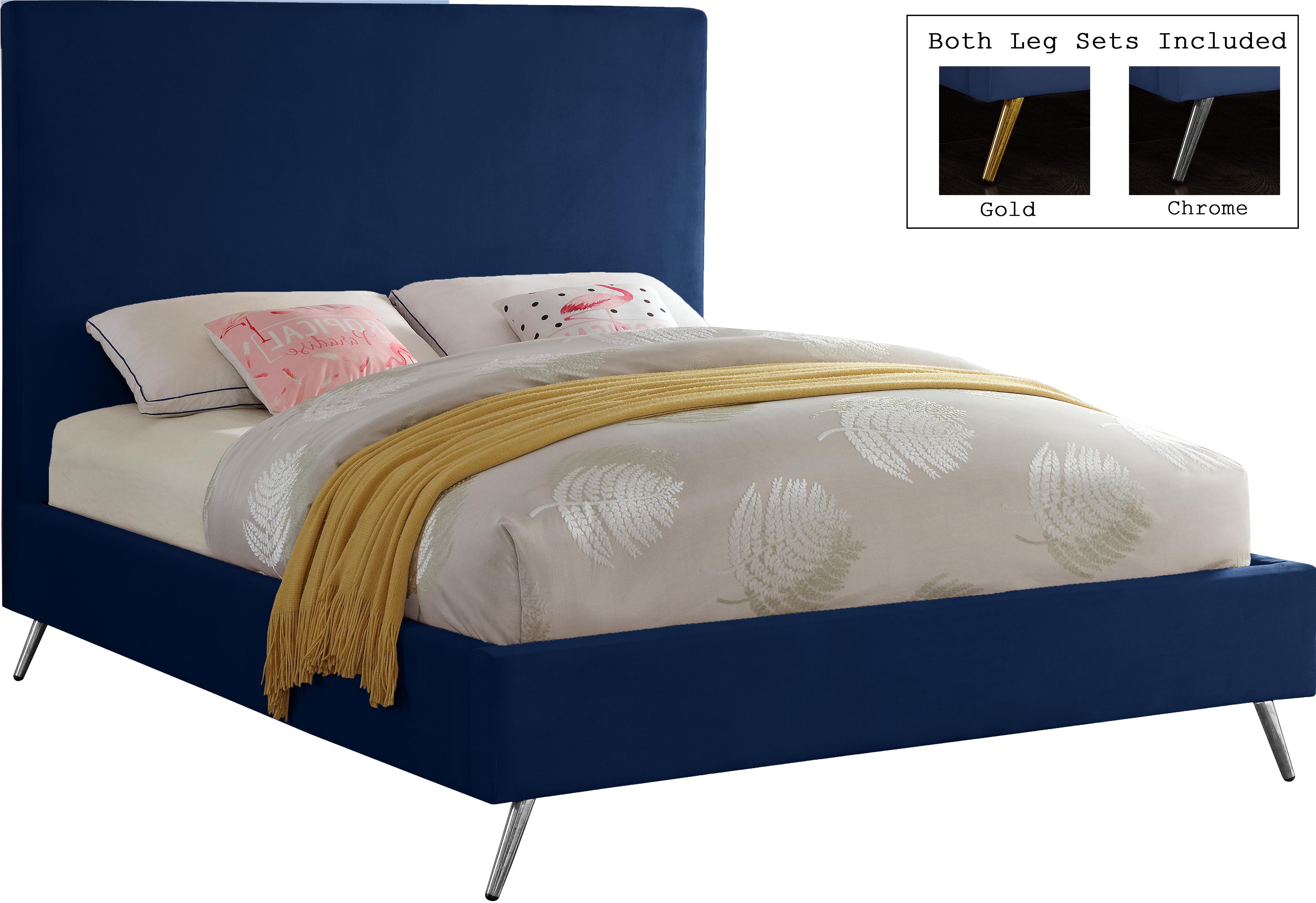 Jasmine Navy Velvet Queen Bed - Image 2