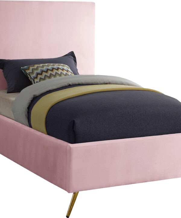 Jasmine Pink Velvet Twin Bed