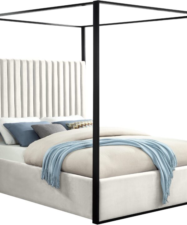 Jax Cream Velvet Queen Bed
