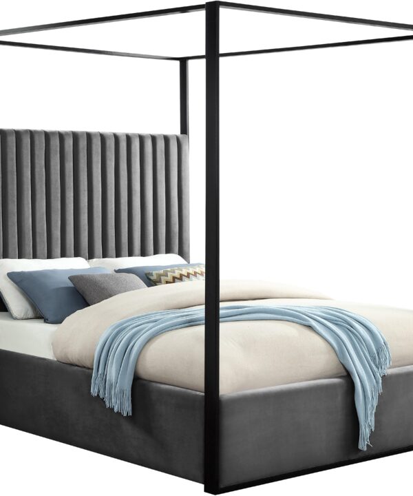 Jax Grey Velvet Queen Bed