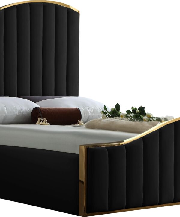 Jolie Black Velvet King Bed (3 Boxes)