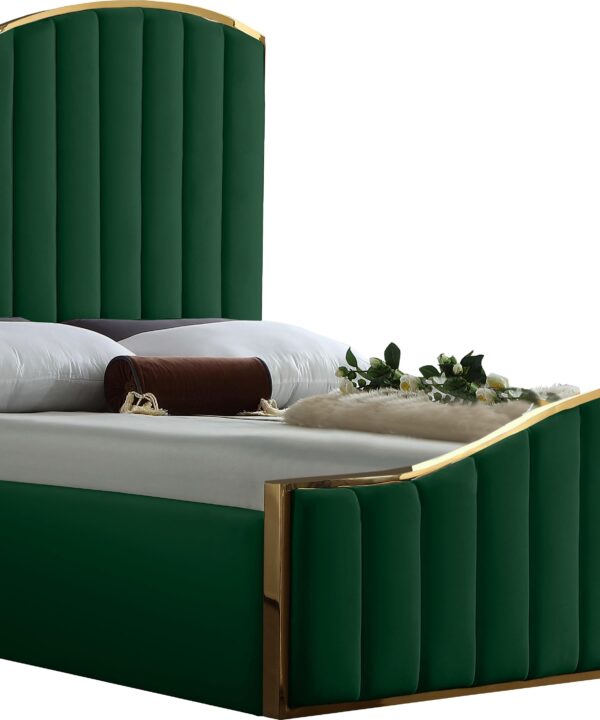 Jolie Green Velvet Queen Bed (3 Boxes)