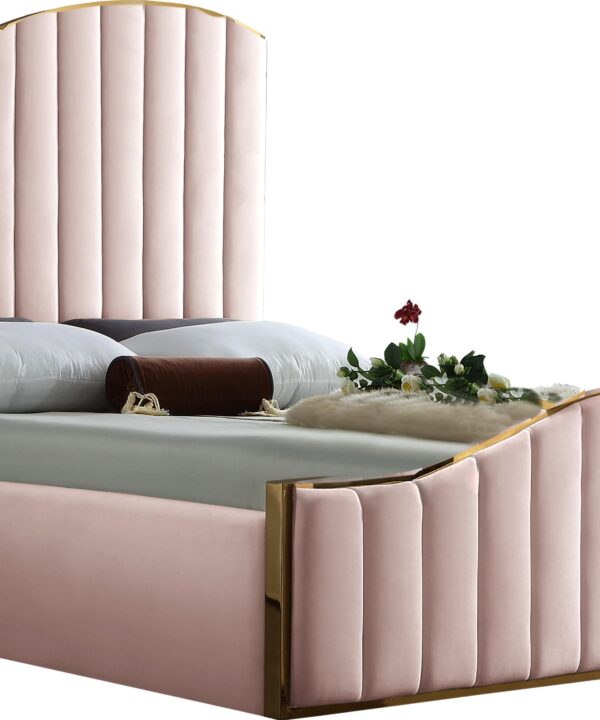 Jolie Pink Velvet Queen Bed (3 Boxes)