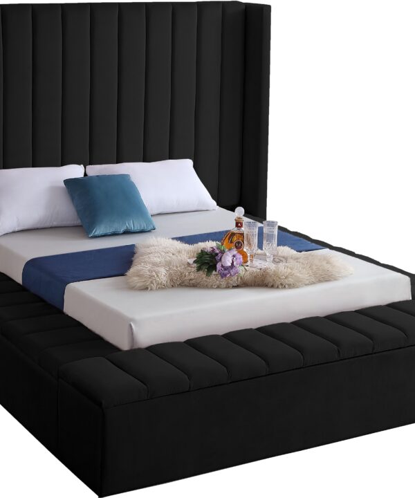Kiki Black Velvet King Bed (3 Boxes)